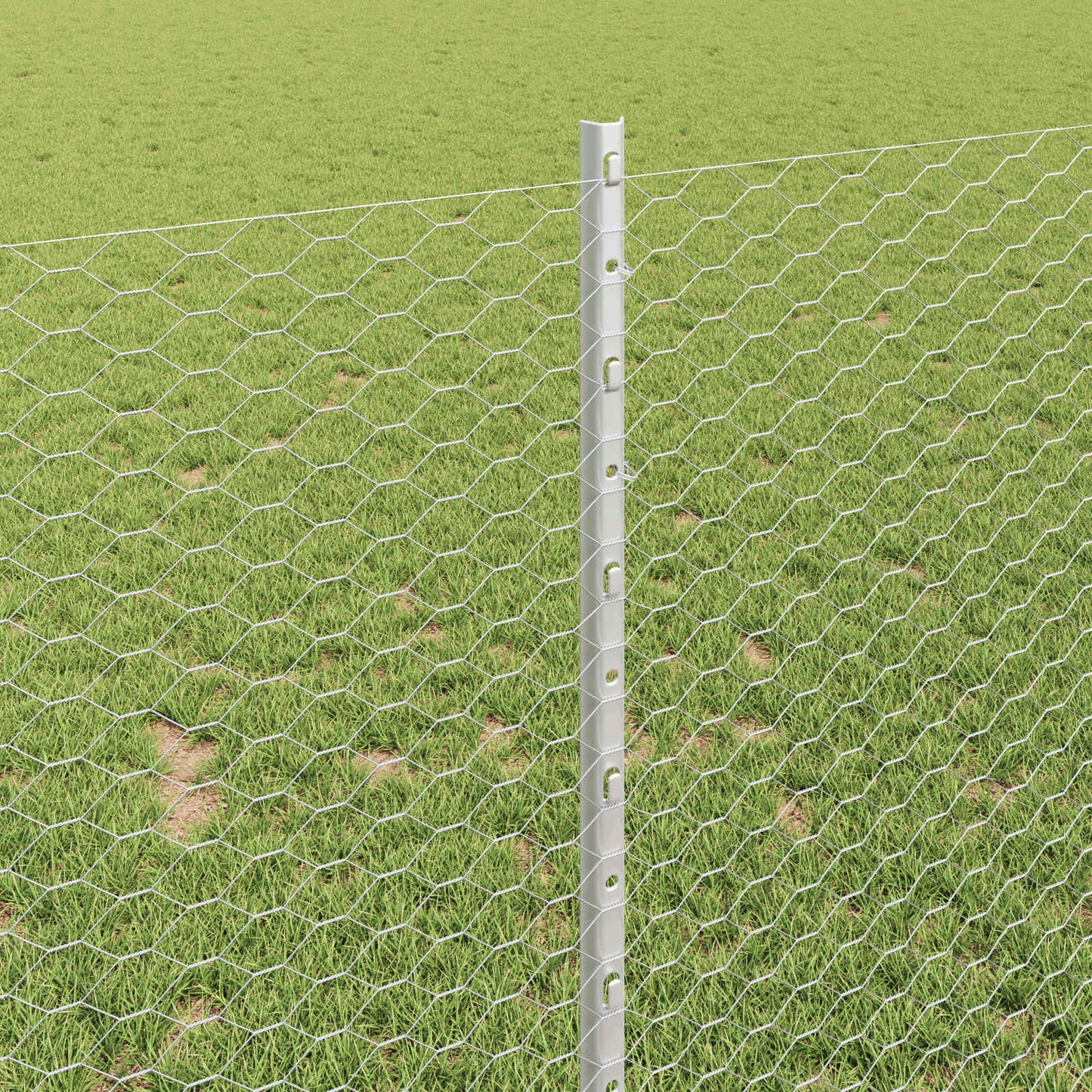 Zaun mit Pfosten Silber 1 x 25 m Stahl