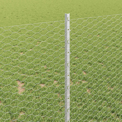 Zaun mit Pfosten Silber 1 x 25 m Stahl