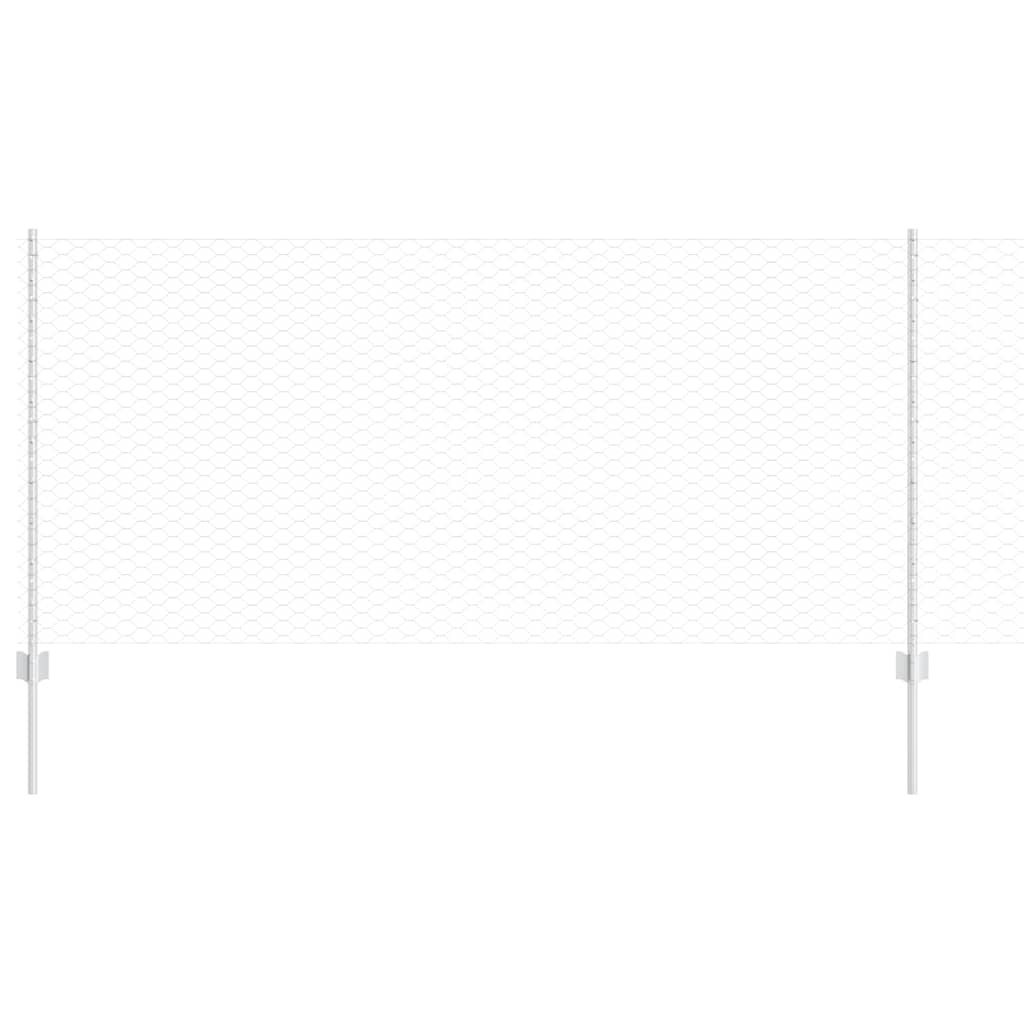 Zaun mit Pfosten Silber 1 x 25 m Stahl