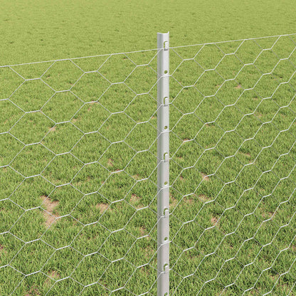 Zaun mit Pfosten Silber 1 x 25 m Stahl