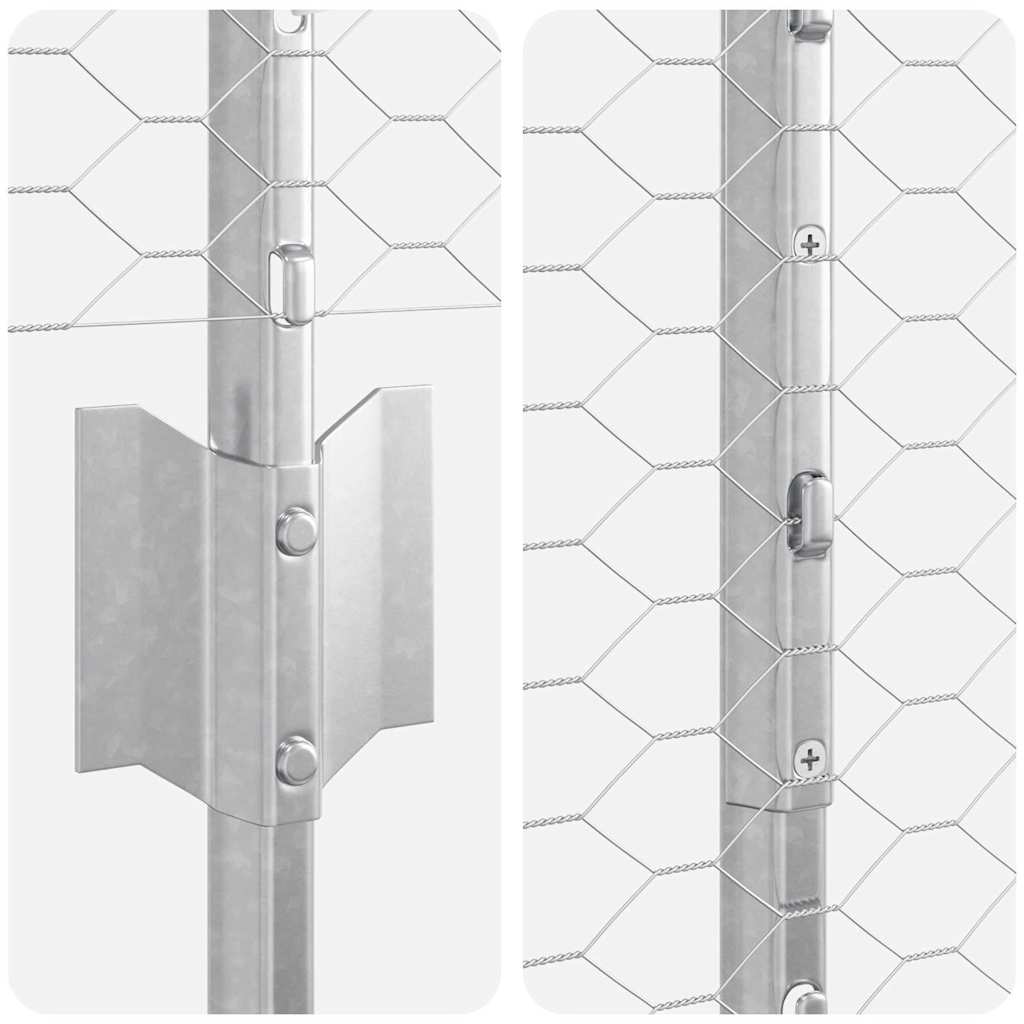 vidaXL Zaun mit Pfosten Silber 1,2 x 25 m Stahl