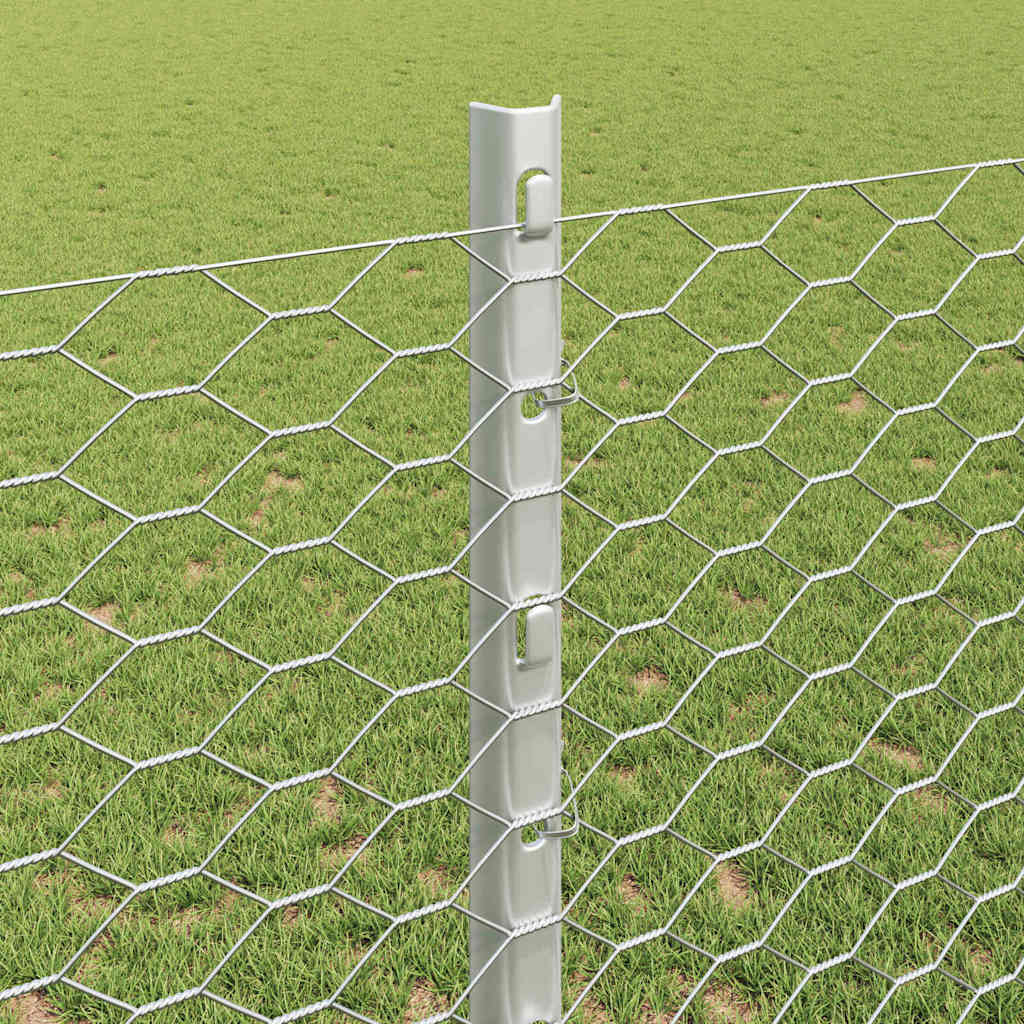 vidaXL Zaun mit Pfosten Silber 1,2 x 25 m Stahl