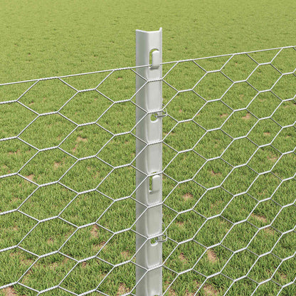 vidaXL Zaun mit Pfosten Silber 1,2 x 25 m Stahl