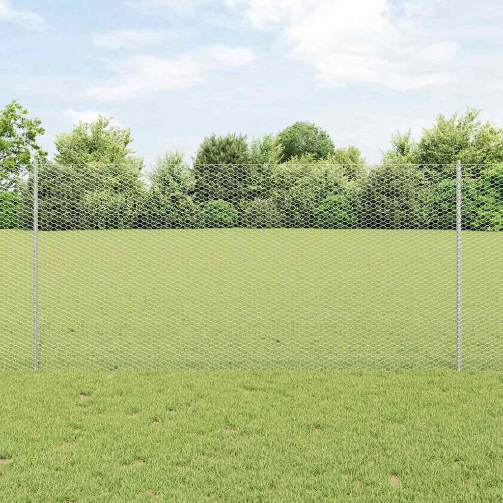 vidaXL Zaun mit Pfosten Silber 1,2 x 25 m Stahl