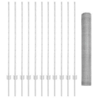 vidaXL Zaun mit Pfosten Silber 1,2 x 25 m Stahl