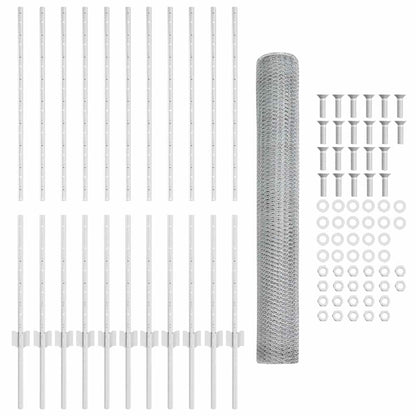 vidaXL Zaun mit Pfosten Silber 1,2 x 25 m Stahl