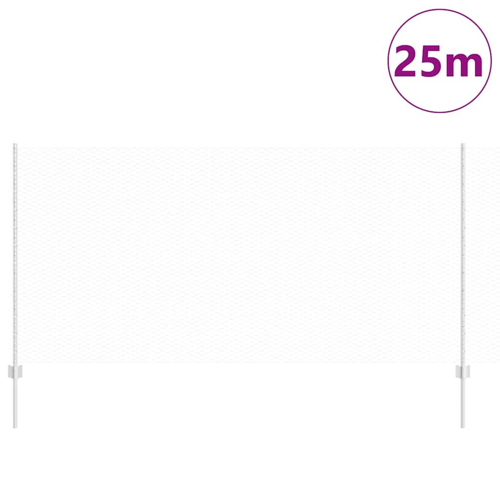 vidaXL Zaun mit Pfosten Silber 1,2 x 25 m Stahl