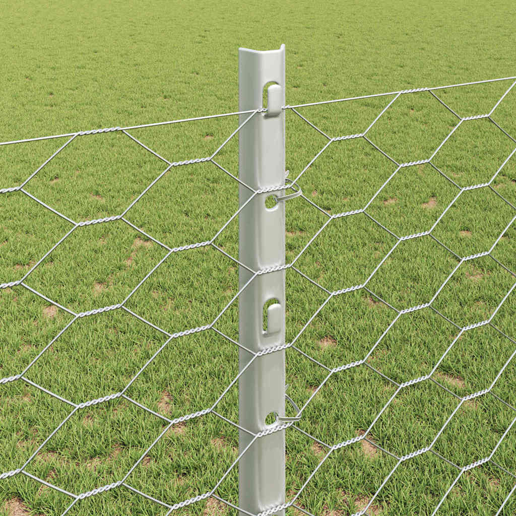 vidaXL Zaun mit Pfosten Silber 1,2 x 25 m Stahl