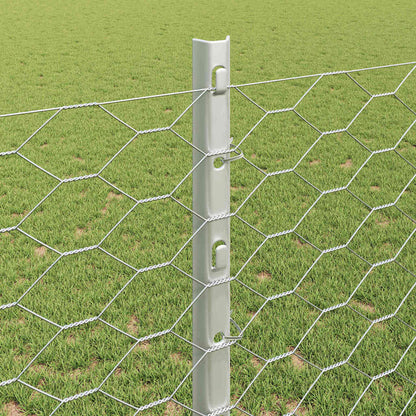vidaXL Zaun mit Pfosten Silber 1,2 x 25 m Stahl