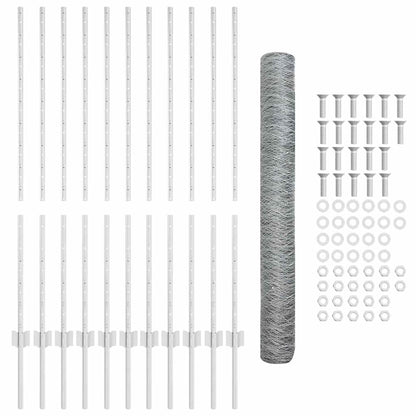 vidaXL Zaun mit Pfosten Silber 1,2 x 25 m Stahl