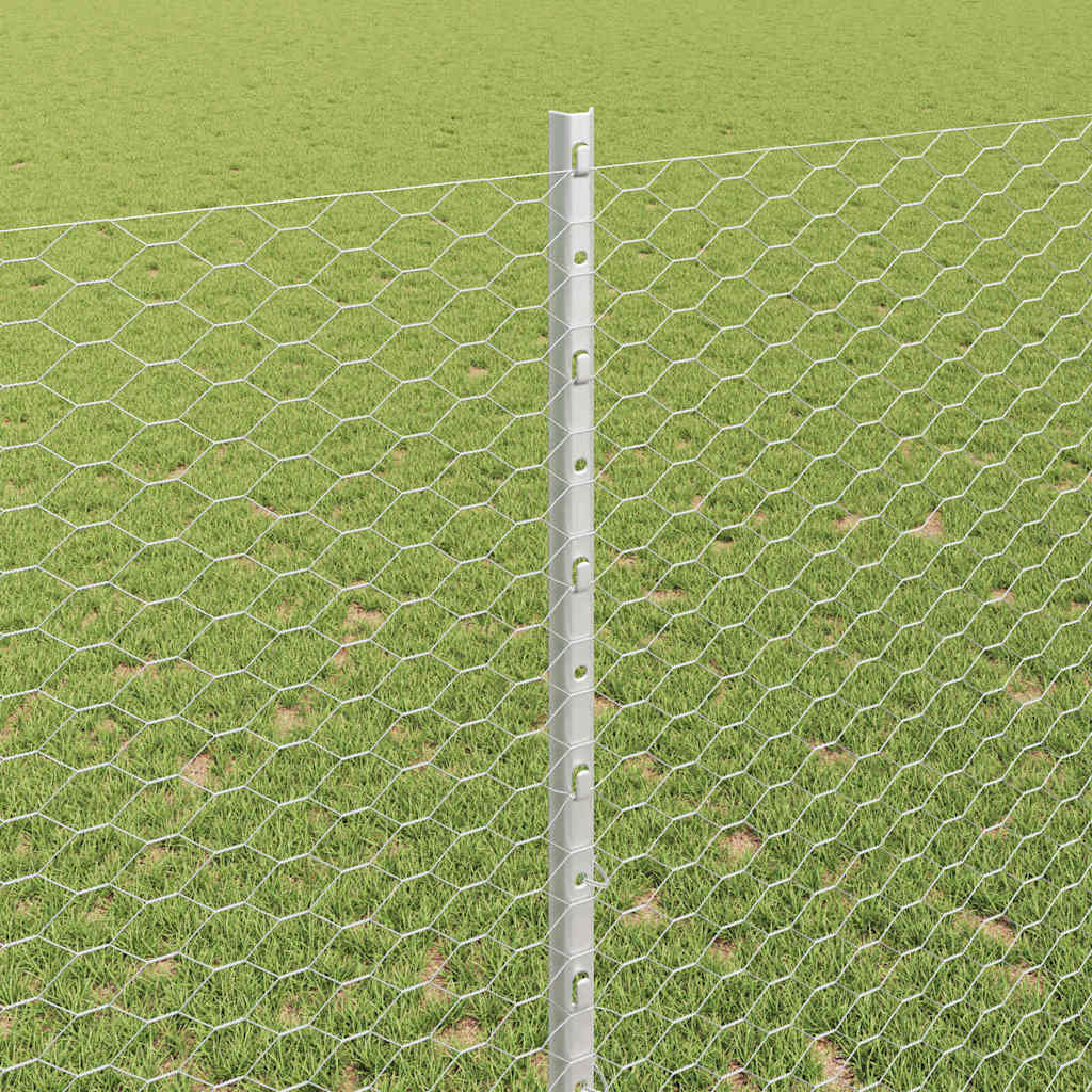 vidaXL Clôture avec poteaux argentée 1,4 x 25 m acier