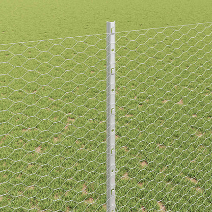 vidaXL Clôture avec poteaux argentée 1,4 x 25 m acier