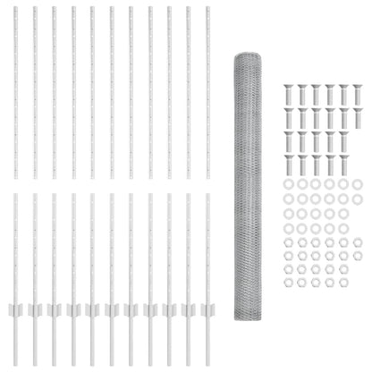 vidaXL Clôture avec poteaux argentée 1,4 x 25 m acier