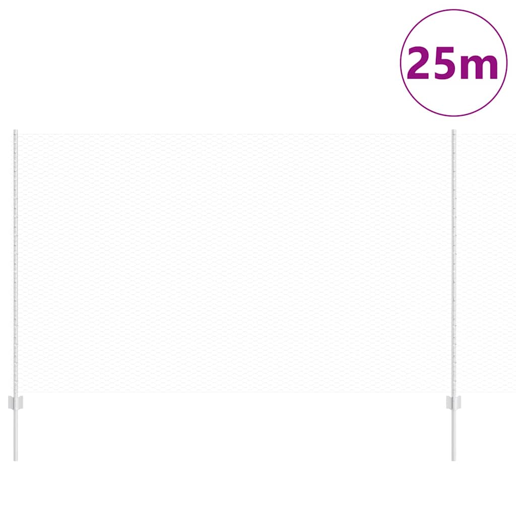 vidaXL Clôture avec poteaux argentée 1,4 x 25 m acier
