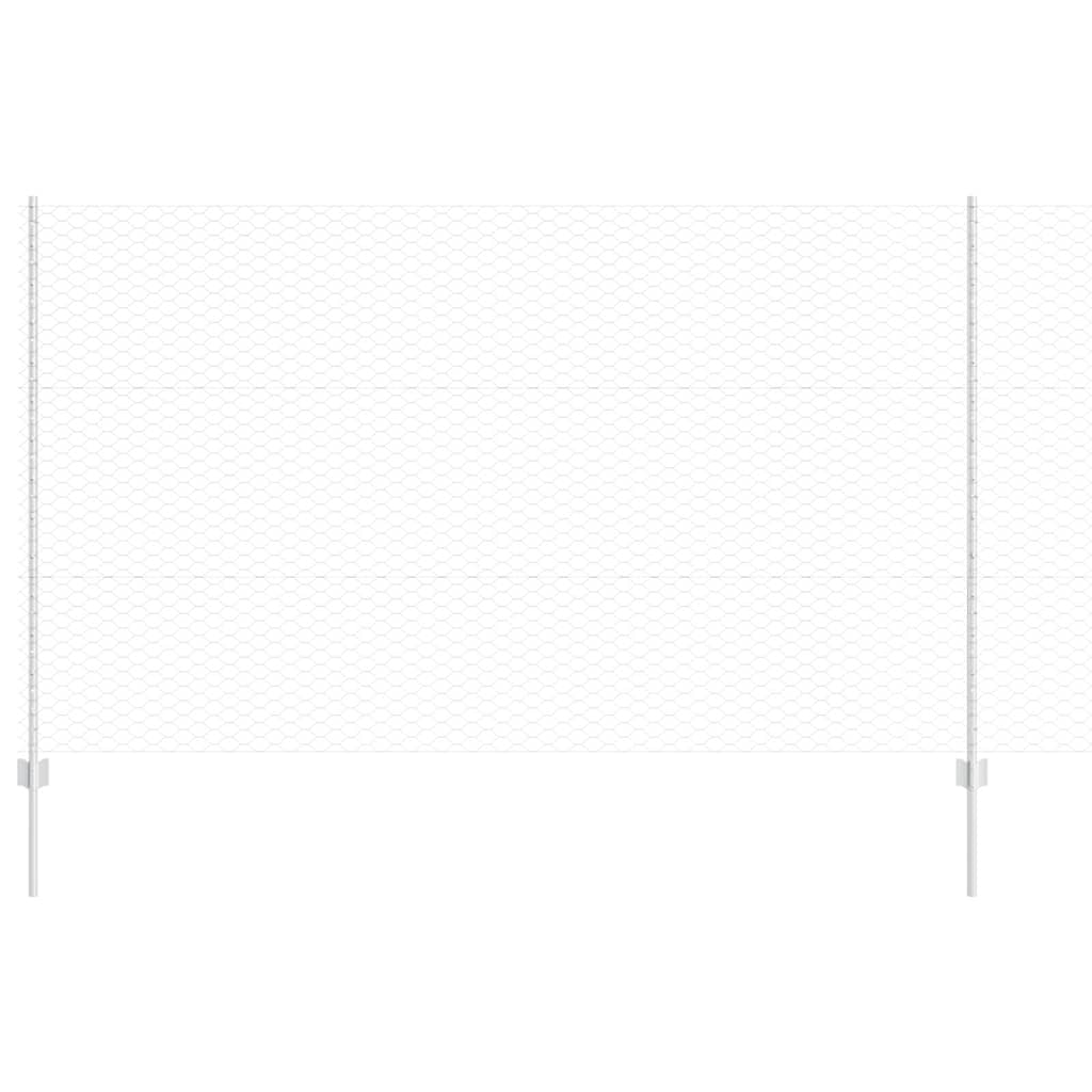 Zaun mit Pfosten Silber 1,4 x 25 m Stahl