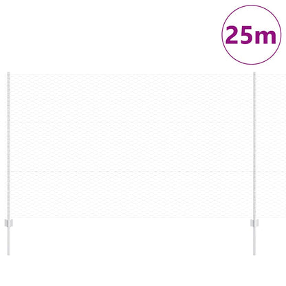 Zaun mit Pfosten Silber 1,4 x 25 m Stahl