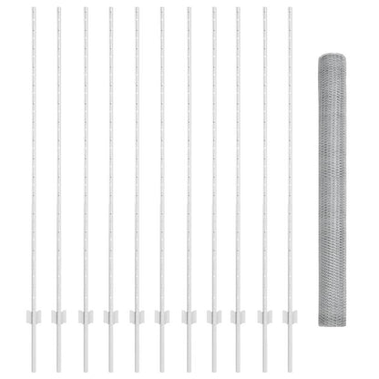 vidaXL Zaun mit Pfosten Silber 1,5 x 25 m Stahl