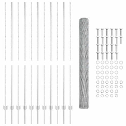 vidaXL Zaun mit Pfosten Silber 1,5 x 25 m Stahl