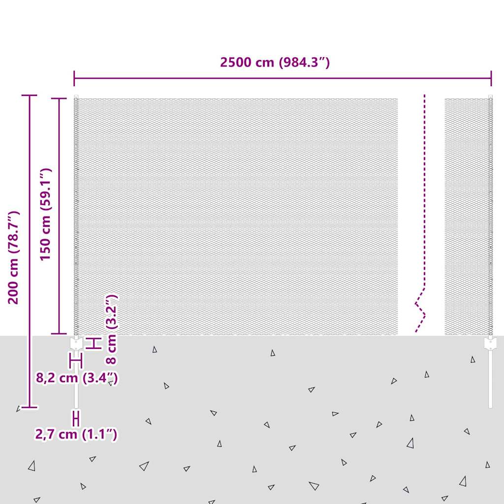 vidaXL Zaun mit Pfosten Silber 1,5 x 25 m Stahl