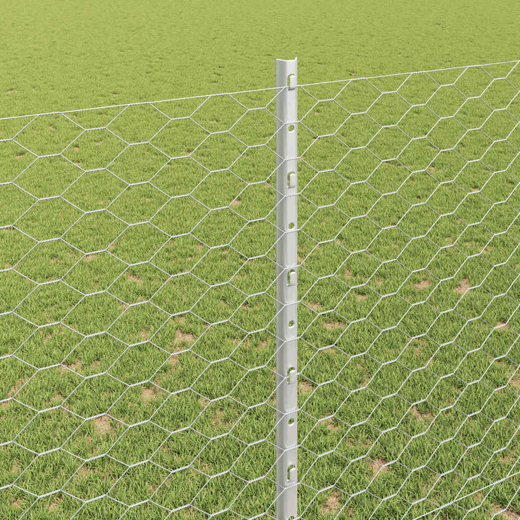 Zaun mit Pfosten Silber 1,5 x 25 m Stahl