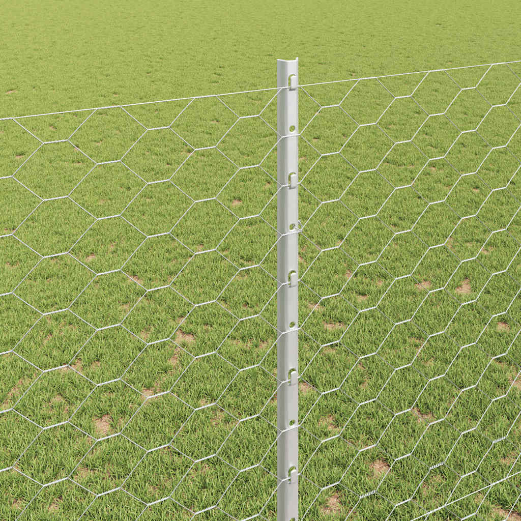 Zaun mit Pfosten Silber 1,5 x 25 m Stahl