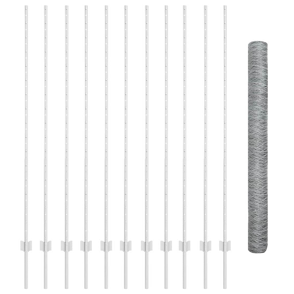 vidaXL Clôture avec poteaux Argent 1,6 x 25 m Acier