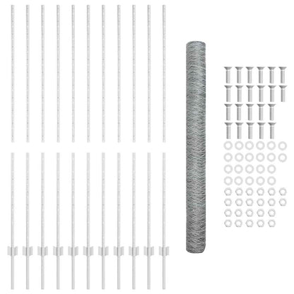 vidaXL Clôture avec poteaux Argent 1,6 x 25 m Acier