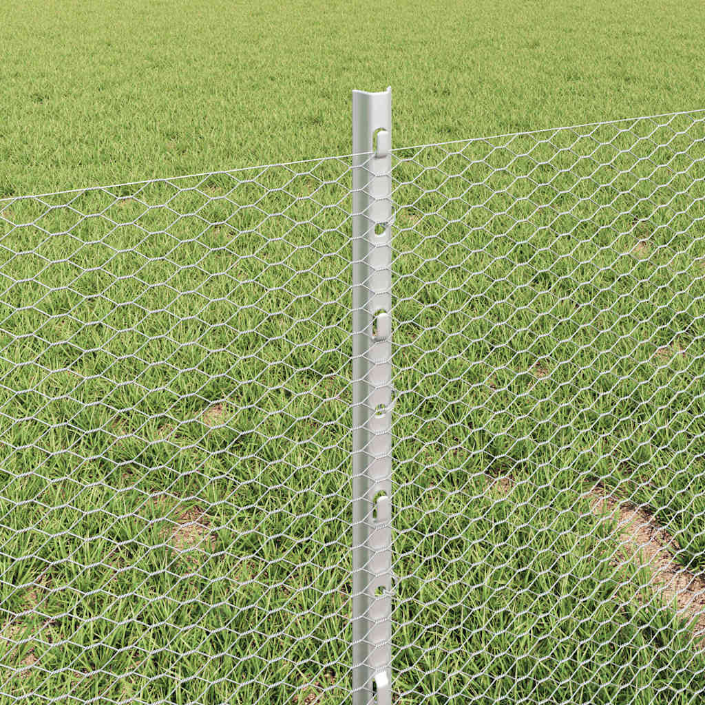 vidaXL Clôture avec poteaux Argent 0,4 x 50 m Acier