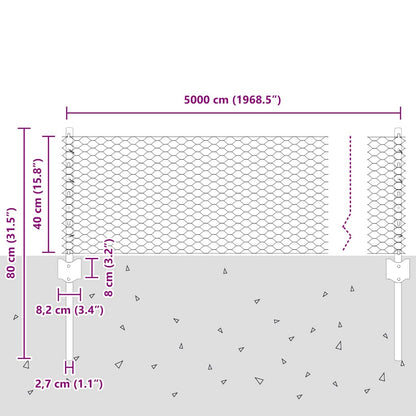 vidaXL Clôture avec Poteaux Argenté 0,4 x 50 m Acier