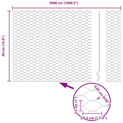 vidaXL Clôture avec Poteaux Argenté 0,4 x 50 m Acier