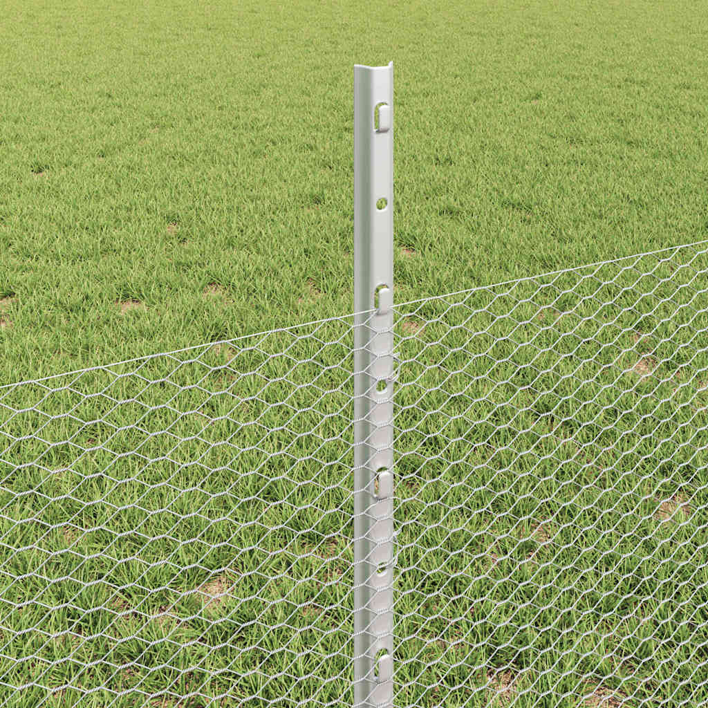 vidaXL Zaun mit Pfosten Silber 0,5 x 50 m Stahl