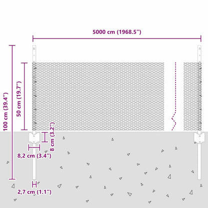 vidaXL Zaun mit Pfosten Silber 0,5 x 50 m Stahl
