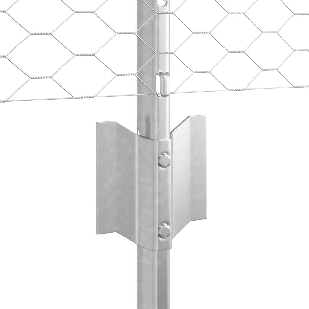 vidaXL Zaun mit Pfosten Silber 0,5 x 50 m Stahl