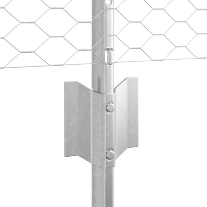 vidaXL Zaun mit Pfosten Silber 0,5 x 50 m Stahl