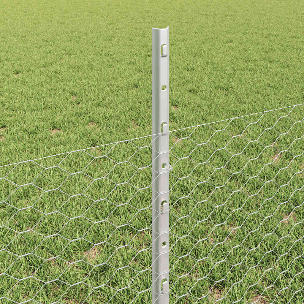 vidaXL Zaun mit Pfosten Silber 0,5 x 50 m Stahl