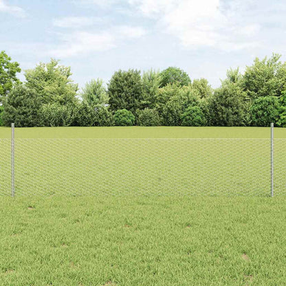 vidaXL Zaun mit Pfosten Silber 0,5 x 50 m Stahl