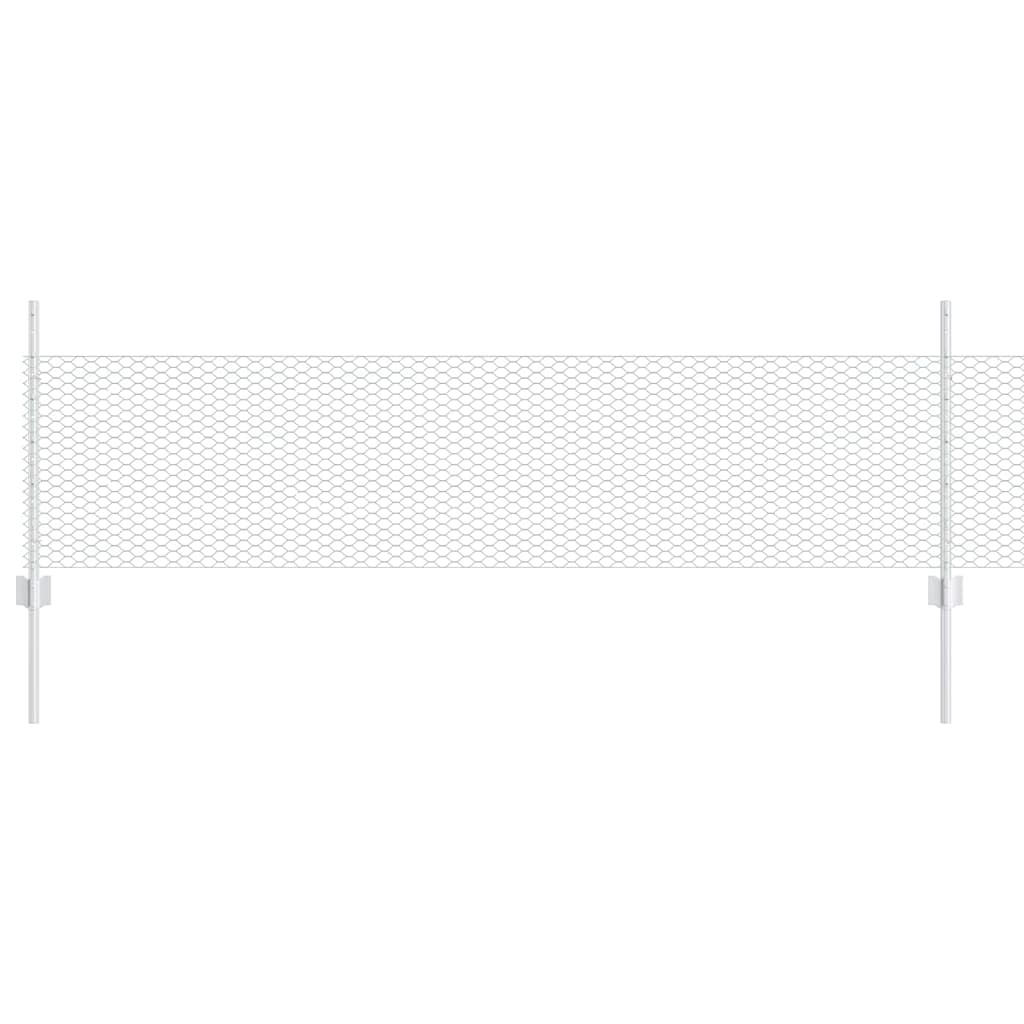 vidaXL Zaun mit Pfosten Silber 0,5 x 50 m Stahl