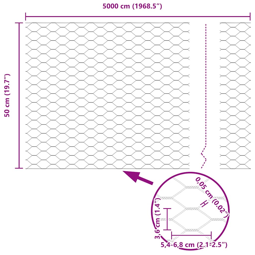 vidaXL Clôture avec poteaux argentée 0,5 x 50 m Acier