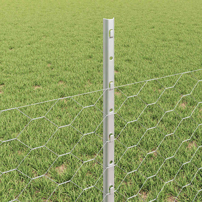 vidaXL Clôture avec poteaux argentée 0,5 x 50 m Acier