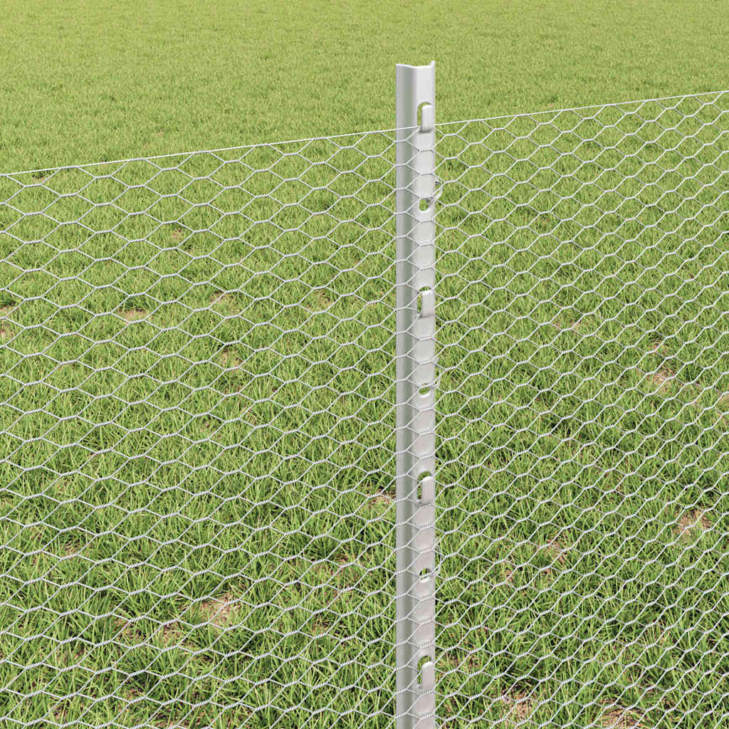 Zaun mit Pfosten Silber 0,6 x 50 m Stahl