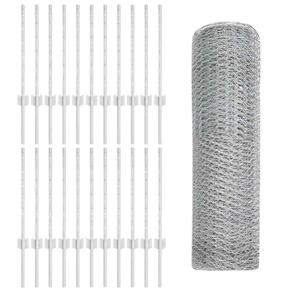 Zaun mit Pfosten Silber 0,6 x 50 m Stahl