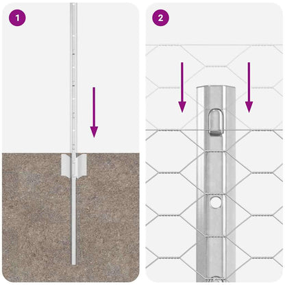 Zaun mit Pfosten Silber 0,6 x 50 m Stahl