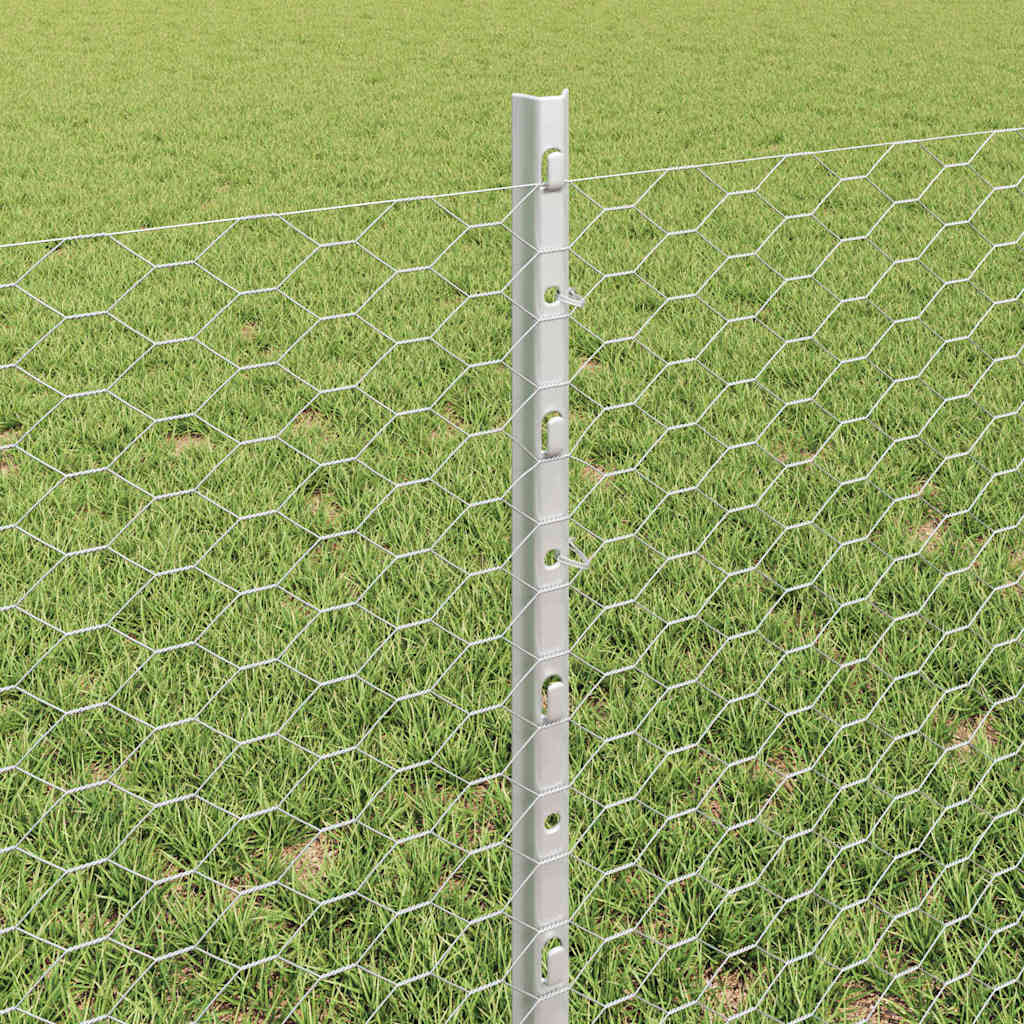 vidaXL Clôture avec poteaux argentée 0,6 x 50 m Acier
