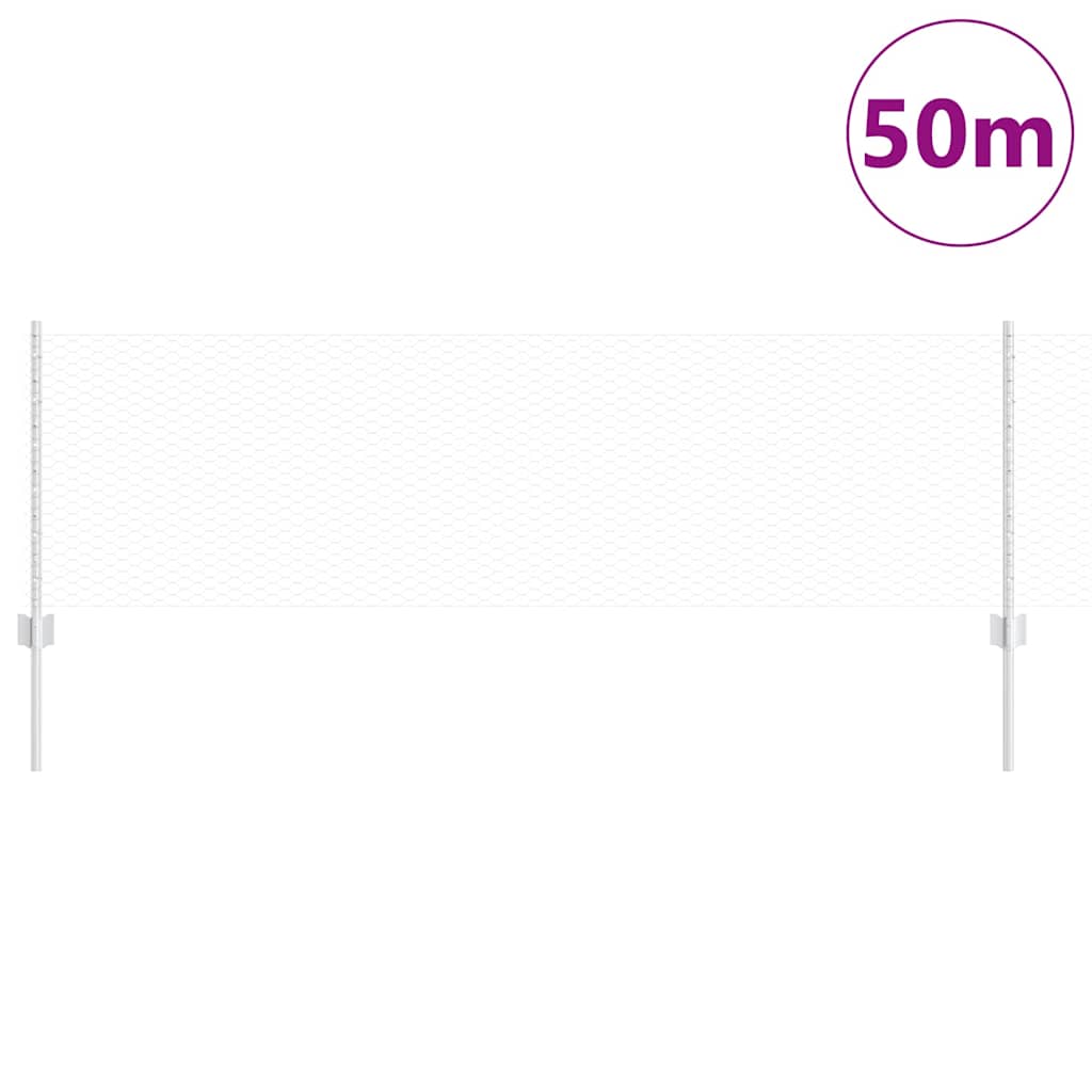 vidaXL Clôture avec poteaux argentée 0,6 x 50 m Acier