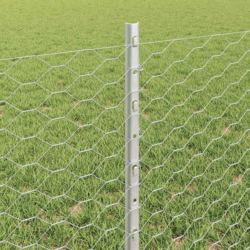vidaXL Clôture avec poteaux Argent 0,6 x 50 m Acier