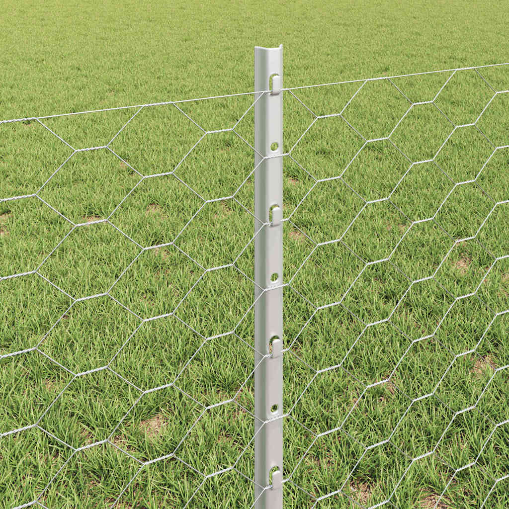 vidaXL Clôture avec poteaux argentée 0,6 x 50 m Acier