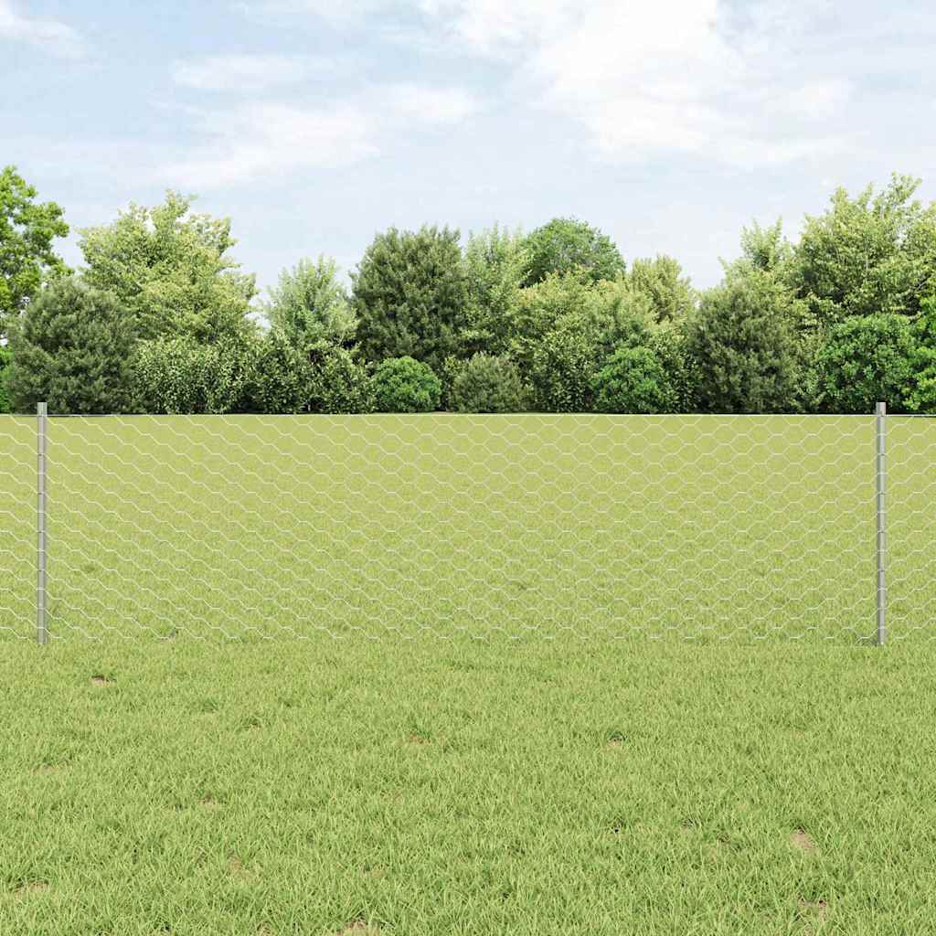 vidaXL Clôture avec poteaux argentée 0,6 x 50 m Acier