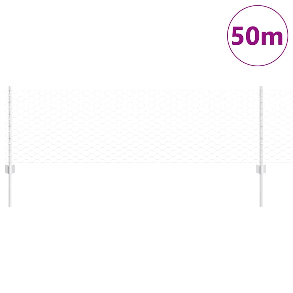 vidaXL Clôture avec poteaux argentée 0,6 x 50 m Acier
