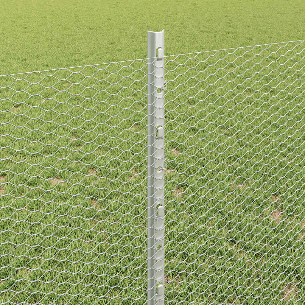 vidaXL Clôture avec poteaux argentée 0,8 x 50 m Acier