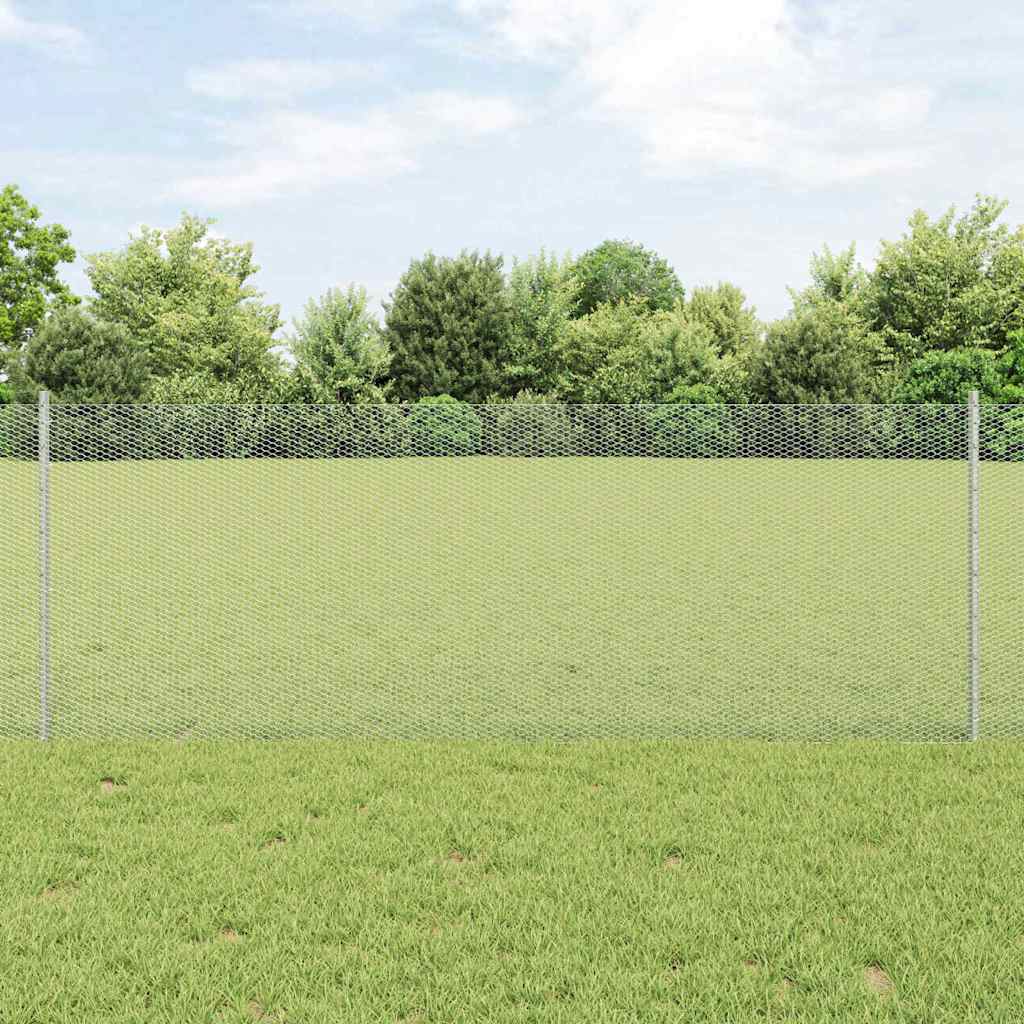 vidaXL Clôture avec poteaux argentée 0,8 x 50 m Acier